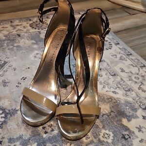 Aldo Black and Tan Strappy Heels